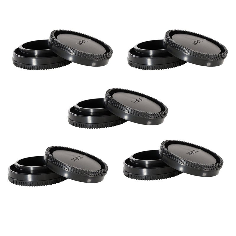 CamDesign 5 Set Body Cap & Camera Rear Len Cap Set Compatible with Sony E-Mount NEX Mirrorless Cameras Sony Alpha a6500 A6300 a6000 a5100 a5000 a3000 Alpha A9 A7 A7R A7S A7II NEX-7 NEX-6 NEX-5 NEX-5T - Image 1